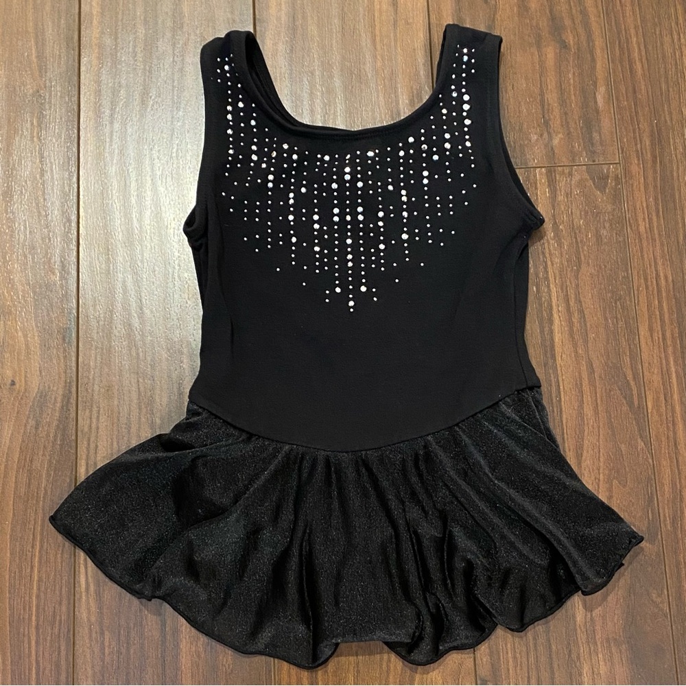 Cat & Jack Black Rhinestone Leotard w/skirt Dance Gymnastics 4/5
